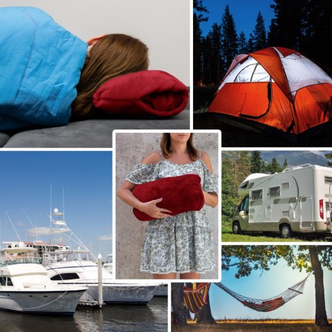 Bluzair Bluza Koc Oversize Kaptur Polska Bordowy