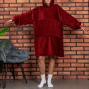 Bluzair Bluza Koc Oversize Kaptur Polska Bordowy