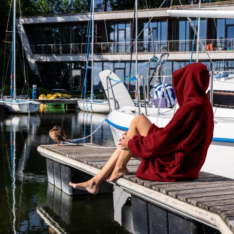 Bluzair Bluza Koc Oversize Kaptur Polska Bordowy