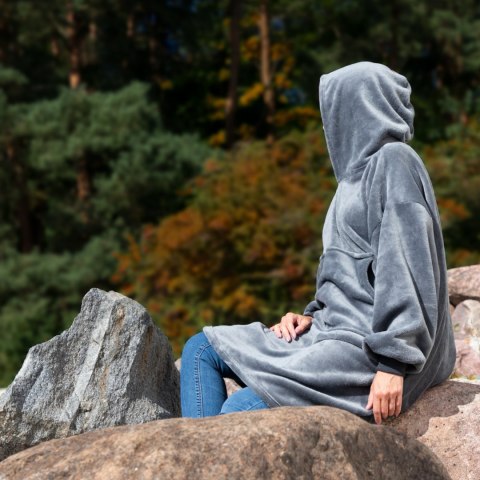 Bluzair Bluza Koc Oversize z Kapturem Polska Szary