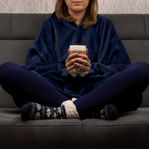 Bluzair Bluza Koc z Kapturem Polska Granatowy 4w1