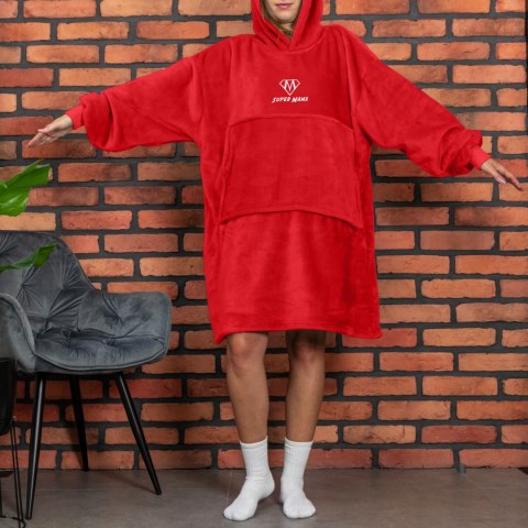 Bluzair SUPER MAMA - Bluza koc - Czerwony - prezent dla mamy - dzień matki