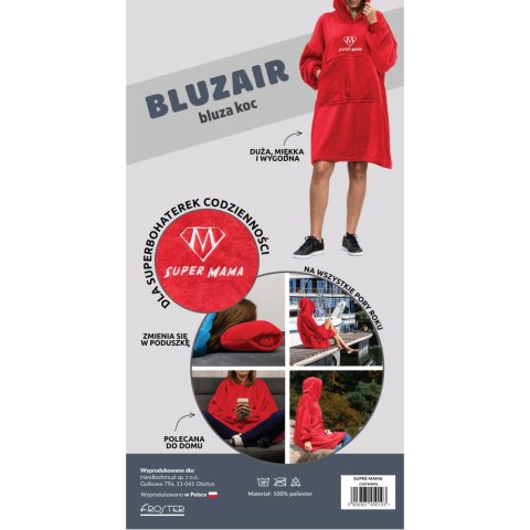 Bluzair SUPER MAMA - Bluza koc - Czerwony - prezent dla mamy - dzień matki