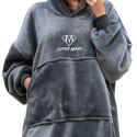 Bluzair SUPER MAMA - Bluza koc - Szary - prezent dla mamy - dzień matki