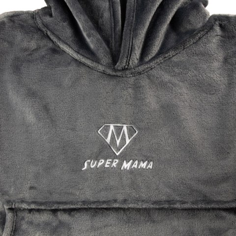 Bluzair SUPER MAMA - Bluza koc - Szary - prezent dla mamy - dzień matki