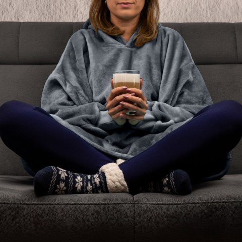 Bluzair SUPER MAMA - Bluza koc - Szary - prezent dla mamy - dzień matki