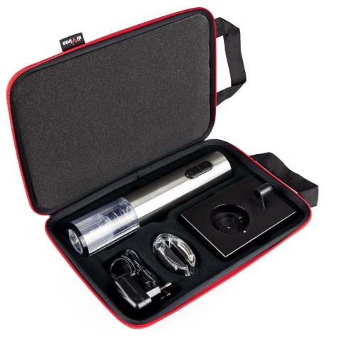 Elektryczny korkociąg Silver Twister Deluxe - z bazą ładującą - w etui