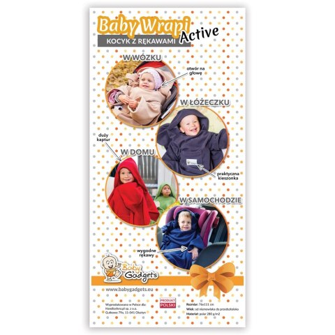 Kocyk z rękawami czerwony otulacz wózka fotelika