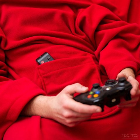 Kocyko - Szlafrok Czerwony ciepły koc z rękawami