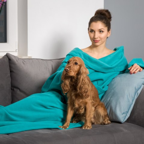 Kocyko - Szlafrok Miętowy ciepły koc z rękawami