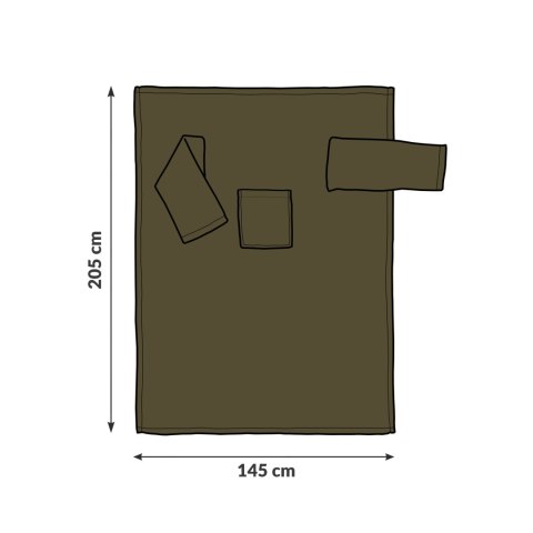 Kocyko - Szlafrok Oliwkowy ciepły koc z rękawami