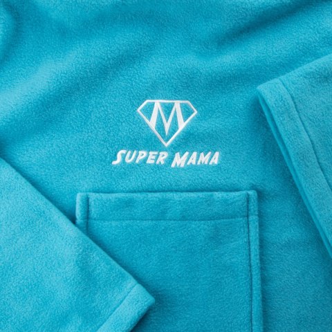 Kocyko-szlafrok SUPER MAMA - Niebieski - prezent dla mamy - na dzień matki