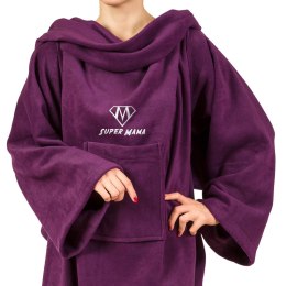 Kocyko-szlafrok SUPER MAMA - Śliwka - prezent dla mamy - na dzień matki