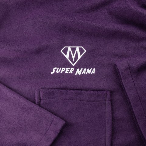 Kocyko-szlafrok SUPER MAMA - Śliwka - prezent dla mamy - na dzień matki
