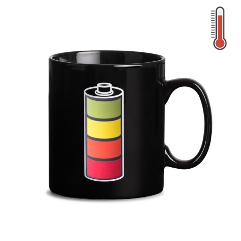 Kubek Bateria magiczny czarny zmieniający kolor