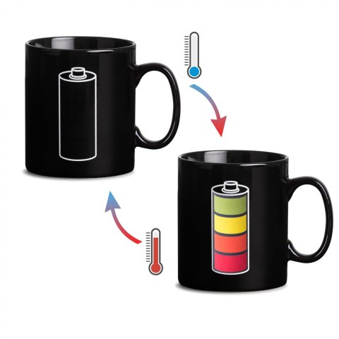 Kubek Bateria magiczny czarny zmieniający kolor
