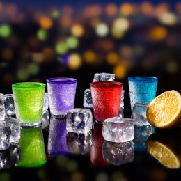 Nietopniejące kieliszki lodowe kolorowe do wódki