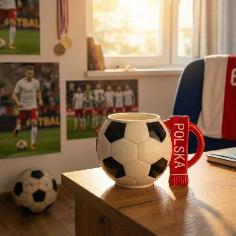 Kubek piłka z szalikiem - Polska i podkładka piłka - Sprintigo