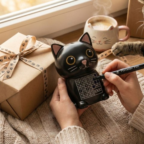 Skarbonka wykreślanka Kotek - wyzwanie cel 1000 - prezent edukacyjny