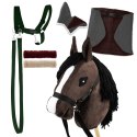 Zestaw Skippi - Hobby Horse Gniady - Derka szary i brąz - Kantar c-zielony