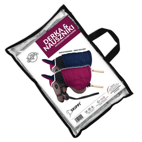 Zestaw Skippi - Hobby Horse Szary - Derka fuksja i granat - Kantar lawenda