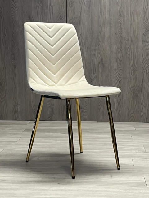 Krzesło tapicerowane TRIO VELVET BEIGE GOLD
