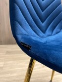 Krzesło tapicerowane TRIO VELVET BLUE GOLD