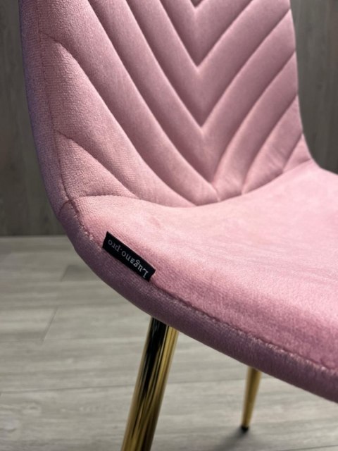 Krzesło tapicerowane TRIO VELVET PINK GOLD