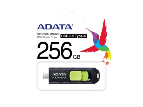 ADATA | FlashDrive | UC300 | 256 GB | USB 3.2 Gen 1 | Czarny/Zielony