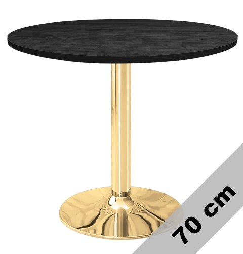 Stół okrągły VICTORY BLACK WOOD 70 cm GOLD