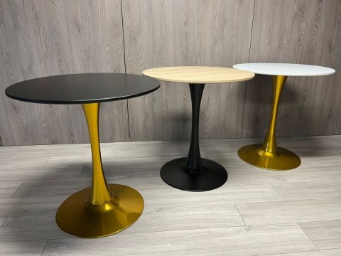 Stół okrągły VICTORY DARK WOOD 70 cm GOLD