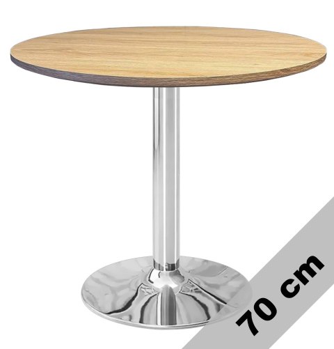 Stół okrągły VICTORY LIGHT WOOD 70 cm SILVER