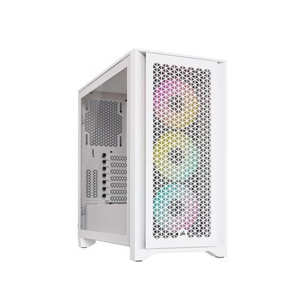 Corsair | Obudowa PC ze szkła hartowanego | iCUE 4000D RGB AIRFLOW | Okno boczne | Biały | Mid-Tower | Zasilacz w zestawie Nie