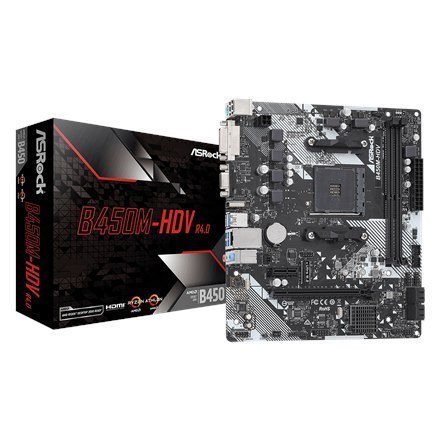 ASRock | B450M-HDV R4.0 | Rodzina procesorów AMD | Gniazdo procesora AM4 | DDR4 DIMM | Gniazda pamięci 2 | Obsługiwane interfejs