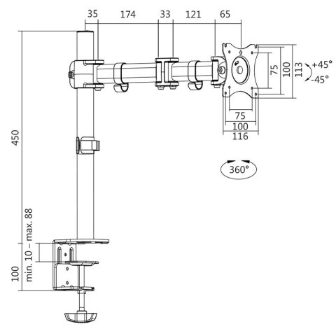 Logilink | Desk Mount | BP0021 | 13-27 " | Maksymalna waga (udźwig) 8 kg