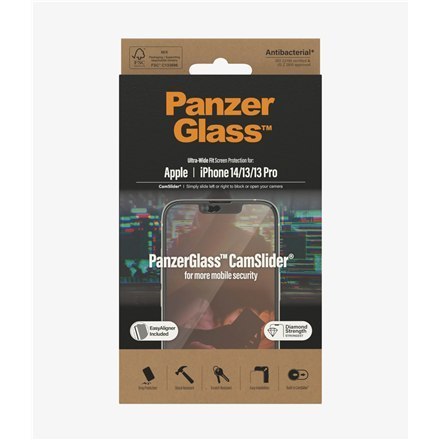 PanzerGlass | Ochraniacz ekranu - szkło | Apple iPhone 13, 13 Pro, 14 | Szkło hartowane | Czarny | Przezroczysty