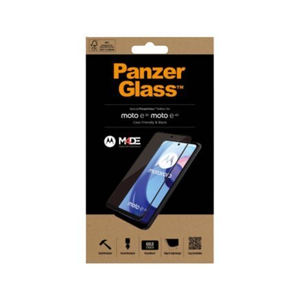 PanzerGlass | Ochraniacz ekranu - szkło | Motorola Moto E30, E40 | Szkło hartowane | Czarny | Przezroczysty