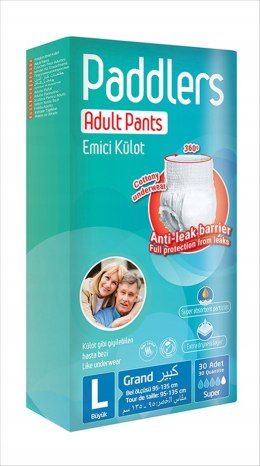 Pieluchomajtki dla dorosłych PADDLERS Rozmiar L, SUPER CHŁONNE, 30 szt.