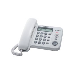 Telefon stacjonarny Panasonic KX-TS560FXW z wyświetlaczem, identyfikacją numeru, białym kolorem, pojemnością książki telefoniczn