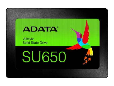 ADATA | Ultimate SU650 3D NAND SSD | 960 GB | Format SSD 2.5" | Interfejs SSD SATA | Prędkość odczytu 520 MB/s | Prędkość zapisu